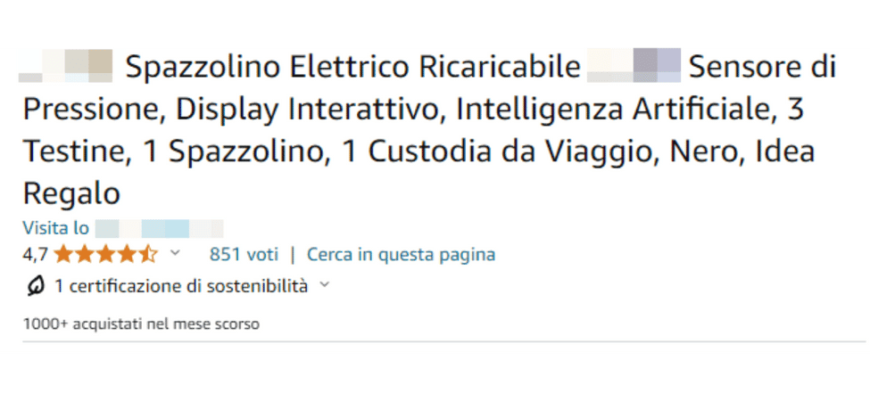 Esempio di uso delle recensioni su Amazon