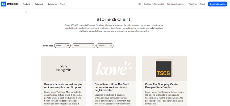 Esempio di uso delle recensioni su Dropbox