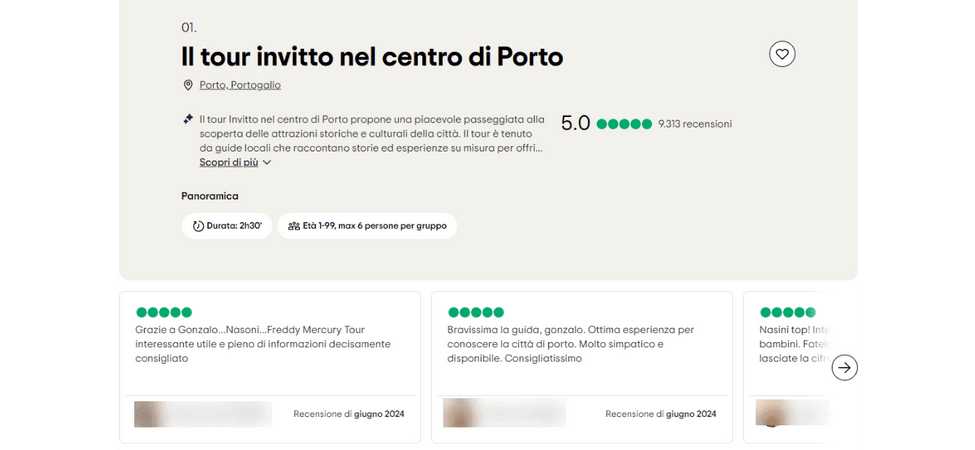 Esempio Testimonianze Tripadvisor