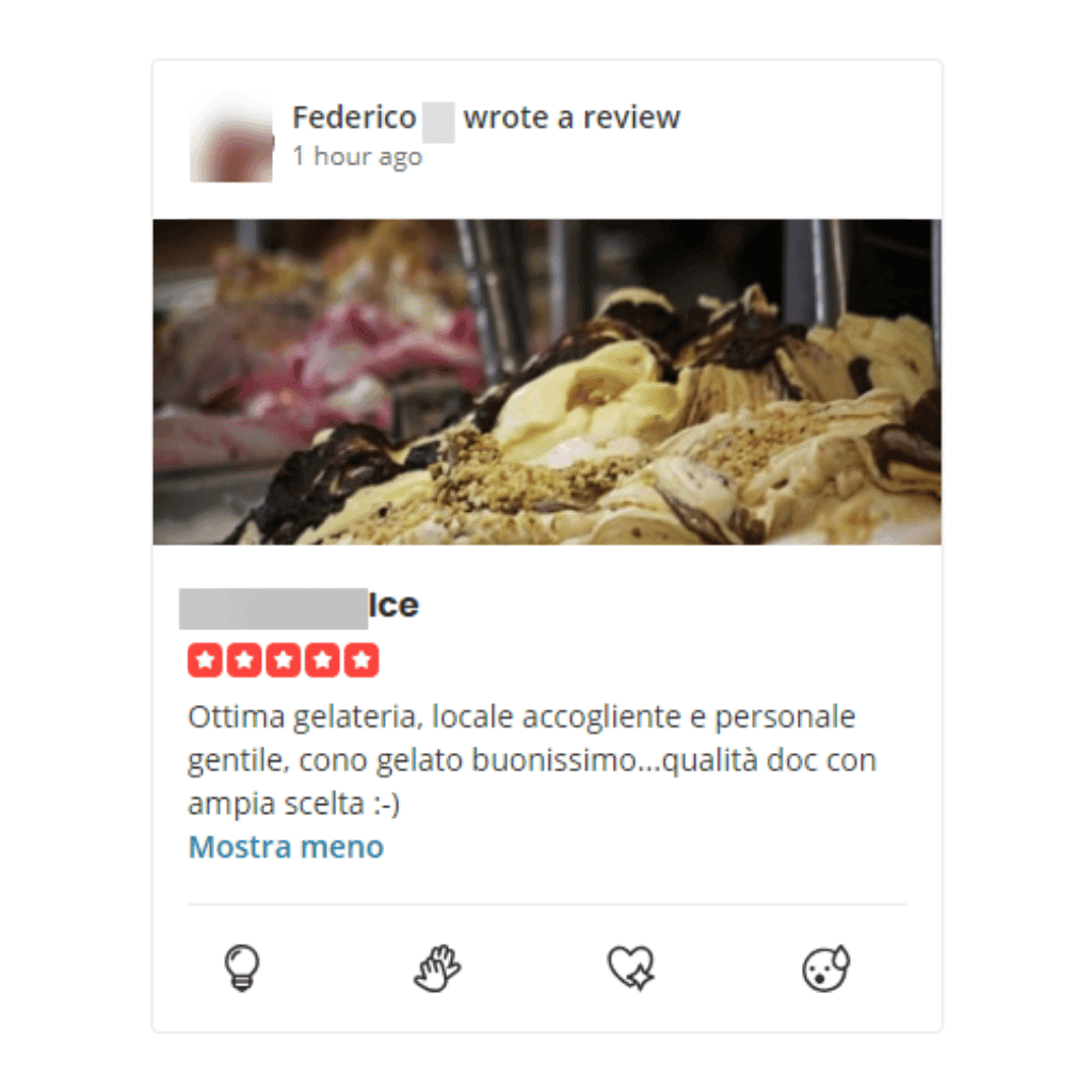 Esempio di recensione su Yelp